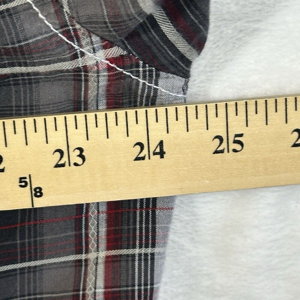 BKE Buckle Plaid Shirt Men’s XL Pearl Snap Athletic Fit Western Cowboy Red Black - Picture 7 of 14